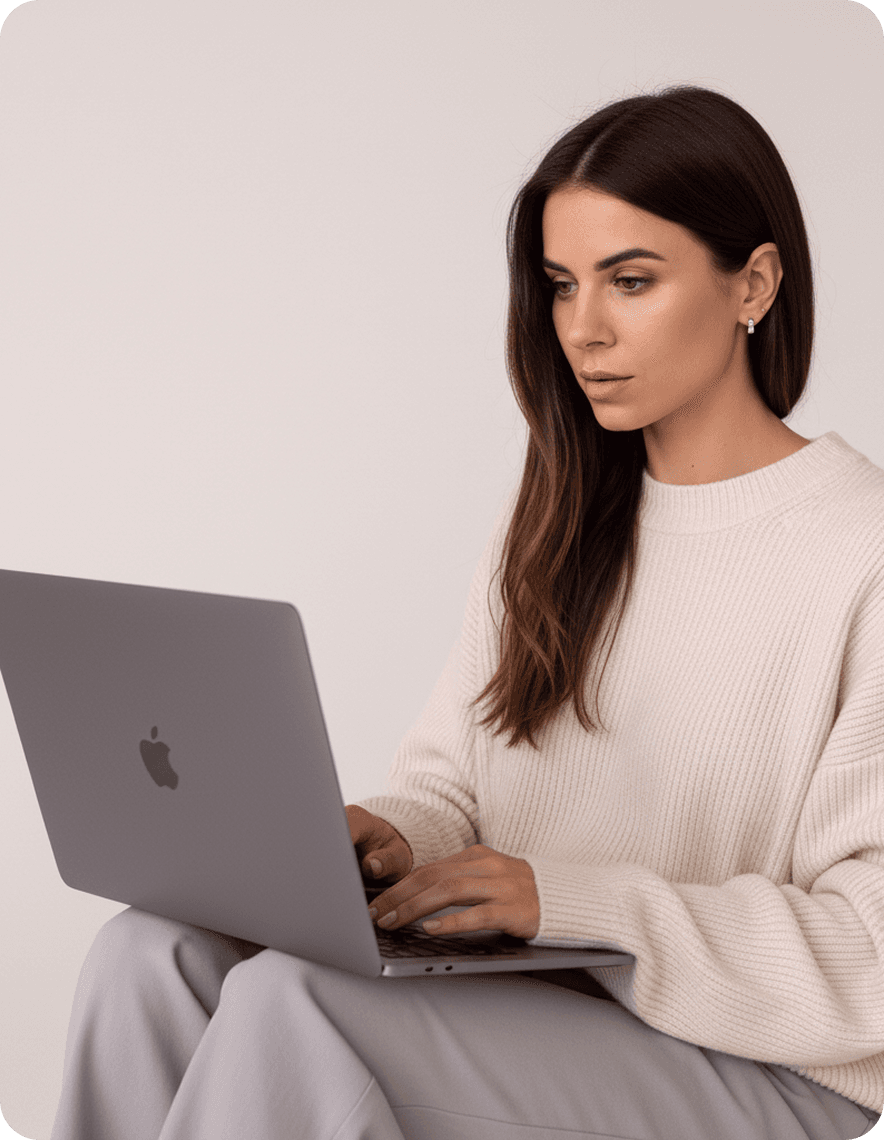 Diana working on laptop