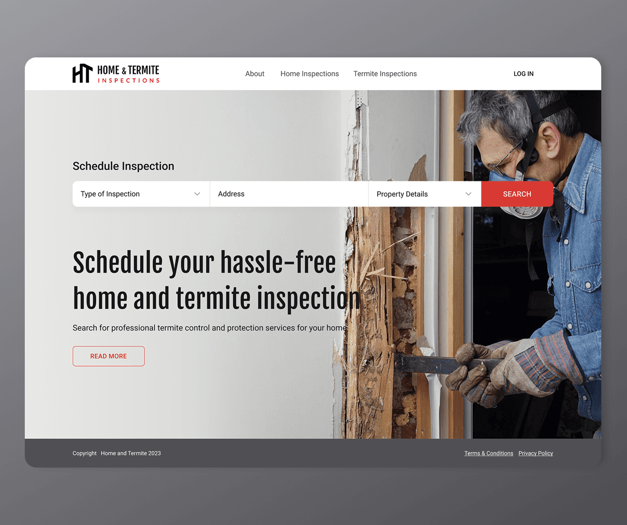 Construction worker inspecting a wooden frame indoors.